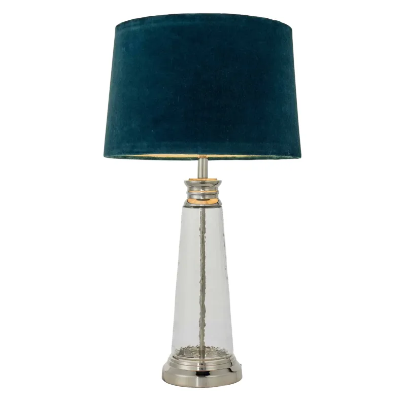 Lampa stołowa szklana z niebieskim abażurem 90545 z serii Winslet - Endon Lighting Bestseller