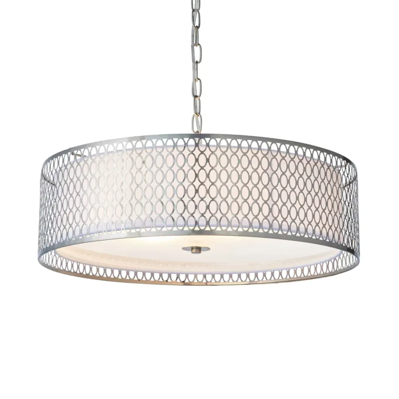 Hit sprzedaży Lampa wisząca metalowa srebrna z tkaniną 56cm 81969 z serii Cordero - Endon Lighting