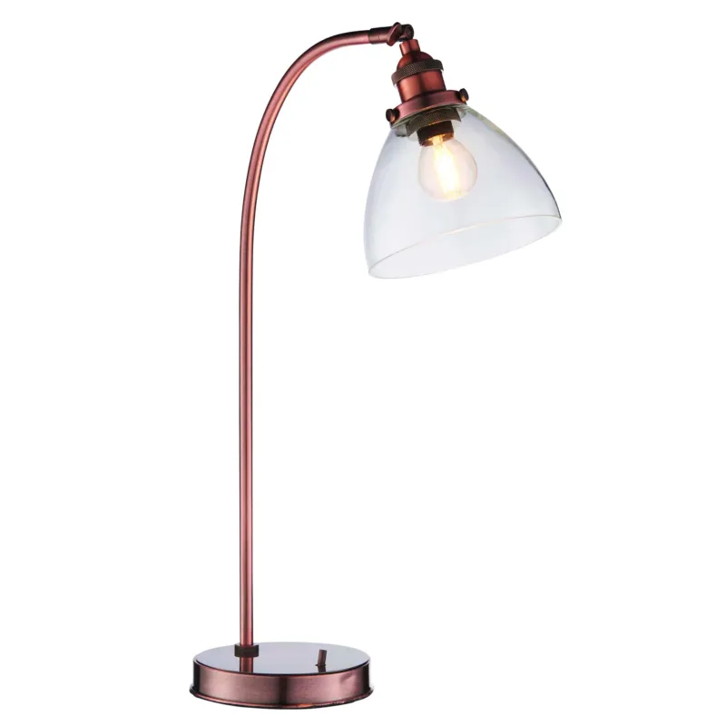 Lampa stołowa miedziana metalowa ze szklanym kloszem 77861 z serii Hansen - Endon Lighting Kup teraz
