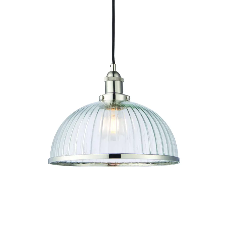 Cena promocyjna Lampa wisząca szklana prążkowana srebrna 30cm 76713 z serii HANSEN - Endon Lighting
