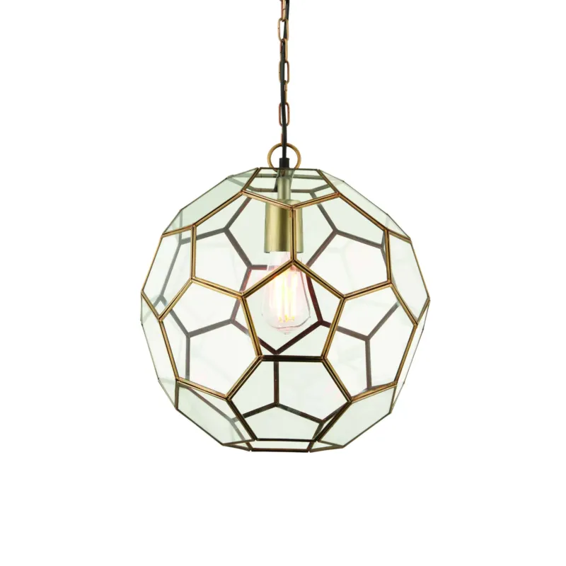 Szybka dostawa Lampa wisząca mosiężna szklana geometryczna 37cm 69784 z serii Miele - Endon Lighting