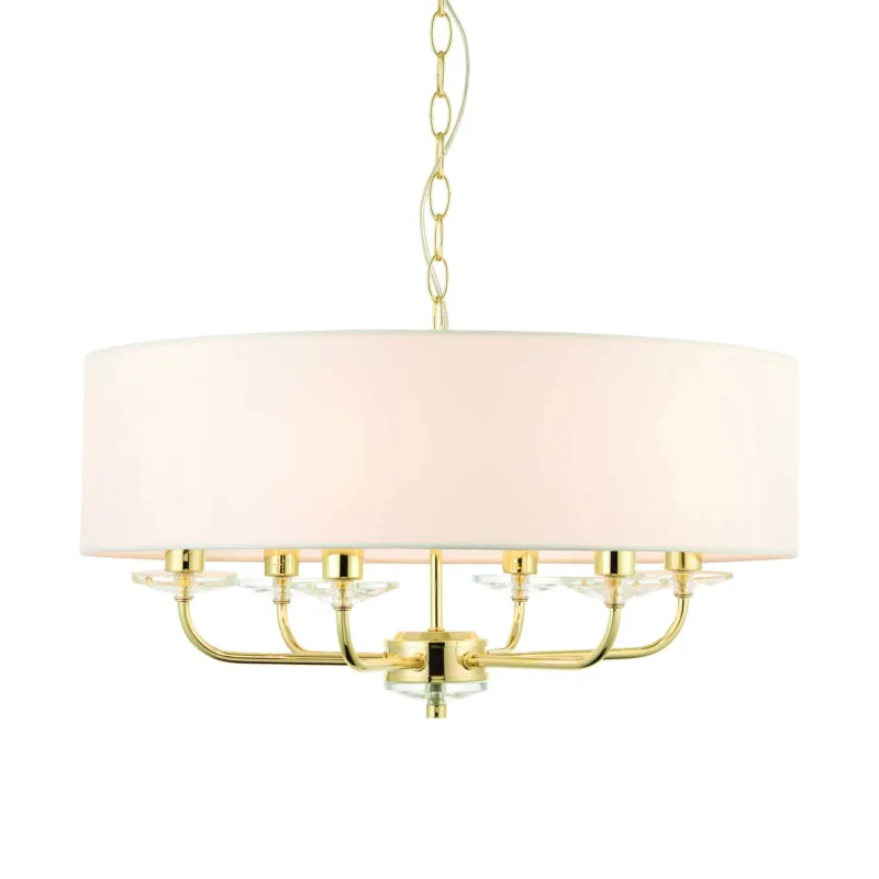 Wyprzedaż Lampa wisząca złota z białym abażurem 6-punktowa 70561 z serii NIXON - Endon Lighting