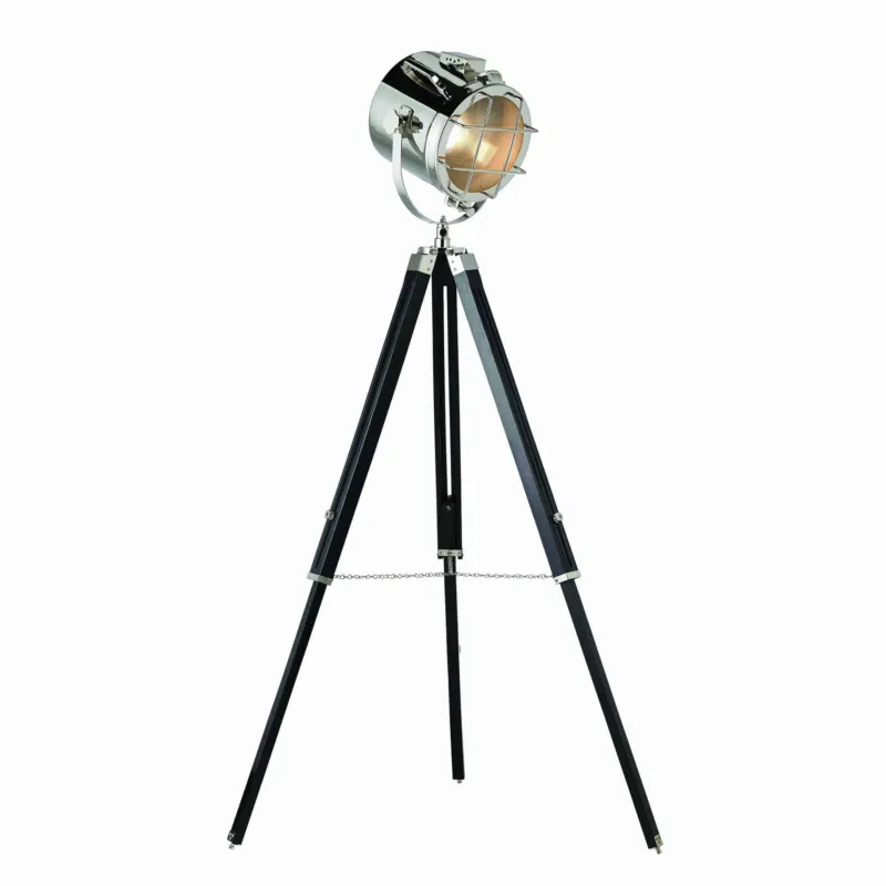 Lampa podłogowa metalowa srebrno-czarna na trójnogu EH-NAUTICAL-FL z serii NAUTICAL - Endon Lighting Wysoka jakość