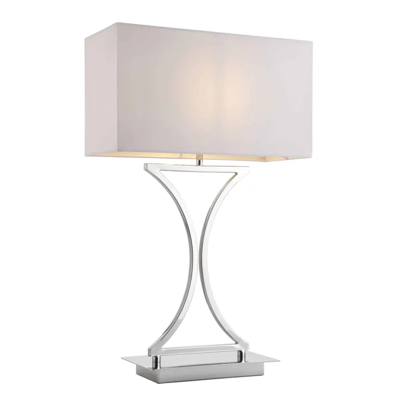 Lampa stołowa srebrna metalowa z białym abażurem 96930-TLCH z serii EPALLE - Endon Lighting Promocja