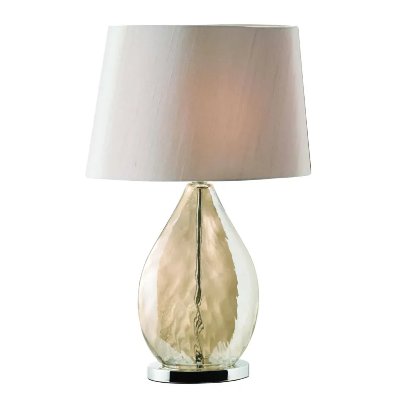 Dodaj do koszyka Lampa stołowa szklana beżowa z abażurem KEW-TLGO z serii Kew - Endon Lighting