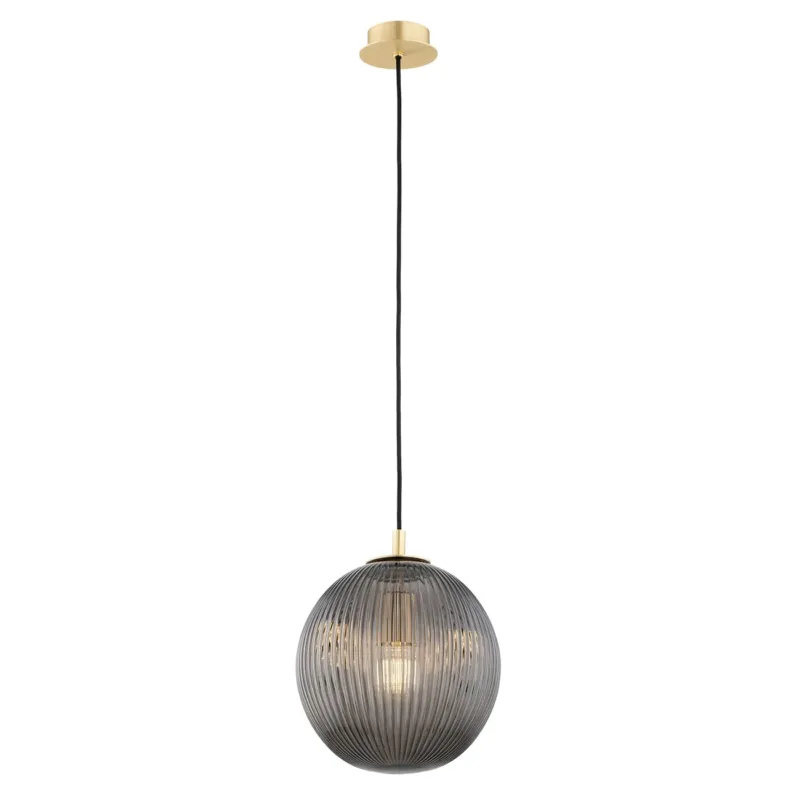 Lampa wisząca ryflowana PALOMA 8513 dymione szkło i złoto - Argon Zamów dziś