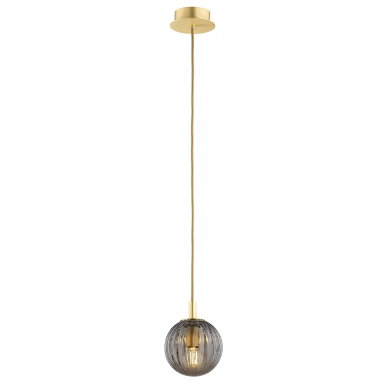 Lampa wisząca ryflowana PALOMA 8512 dymione szkło i złoto - Argon Sprawdź teraz