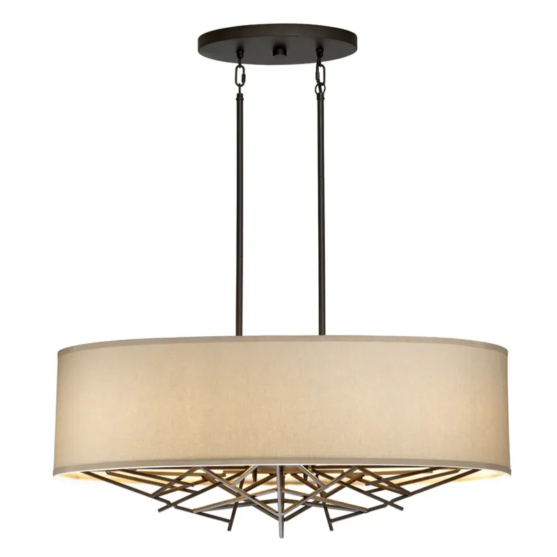 Bestseller Lampa wisząca brązowa metalowa z lnianym abażurem TAIKO5-ISLE z serii TAIKO - Elstead Lighting