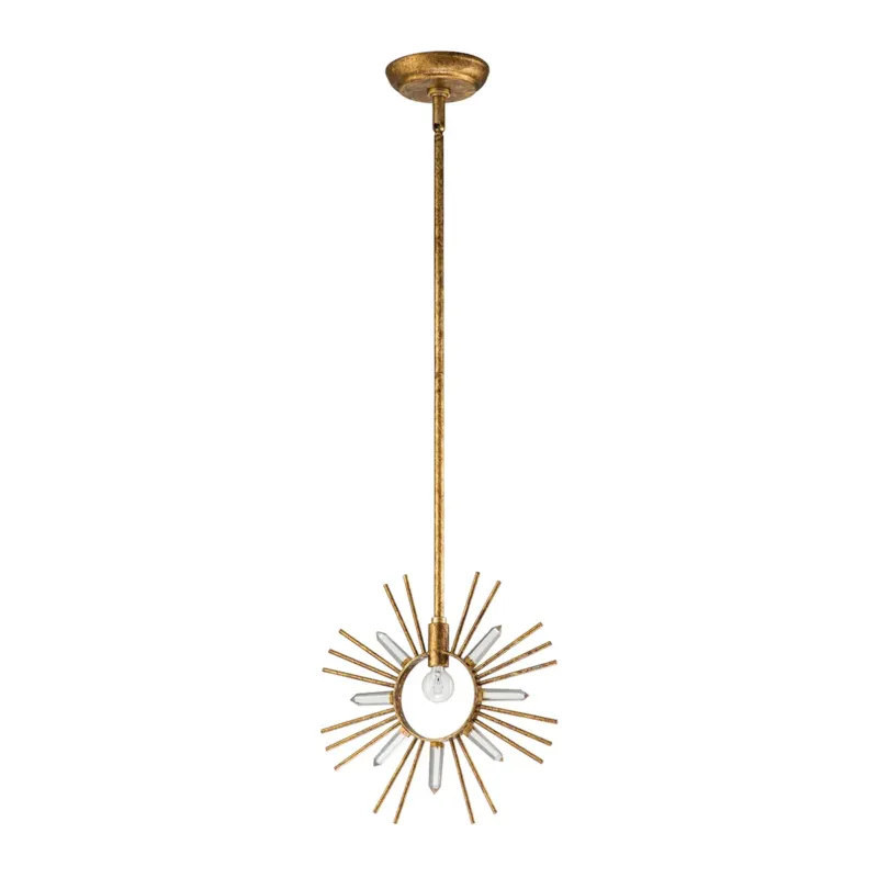 Ekspresowa dostawa Lampa wisząca złota metalowa z kryształami GN-SUN-KING-P-G z serii Sun King - Elstead Lighting