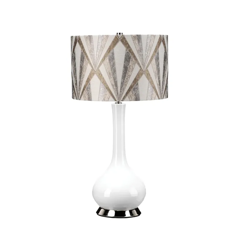 Lampa stołowa ceramiczna biała z wzorzystym abażurem MILO-PN-TL-VOGSC z serii MILO - Elstead Lighting Kup teraz