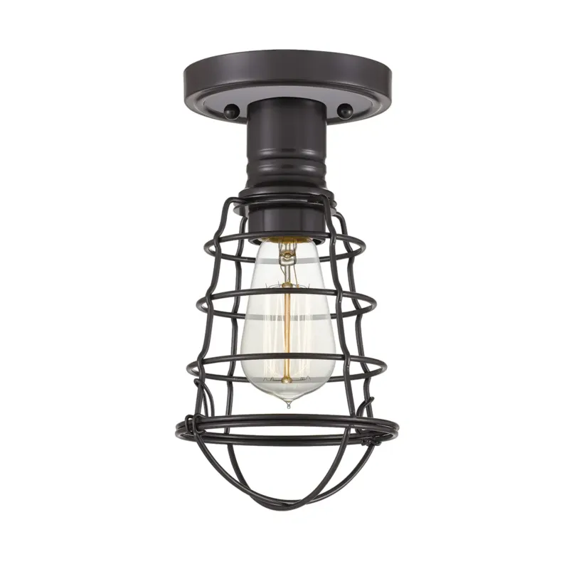Półplafon metalowy brązowy w stylu industrialnym QZ-MIXON-SF-PN z serii MIXON - Elstead Lighting Kup teraz