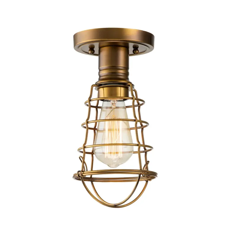 Bezpieczna płatność Półplafon metalowy w kolorze postarzanego mosiądzu QZ-MIXON-SF-WS z serii MIXON - Elstead Lighting