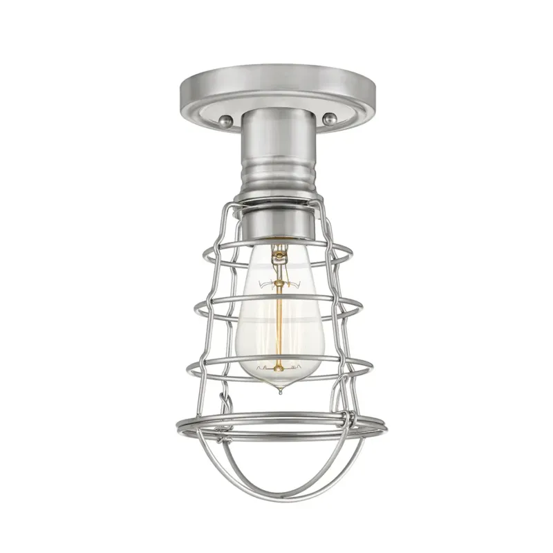 Półplafon metalowy w kolorze szczotkowanego niklu QZ-MIXON-SF-BN z serii MIXON - Elstead Lighting Darmowy zwrot