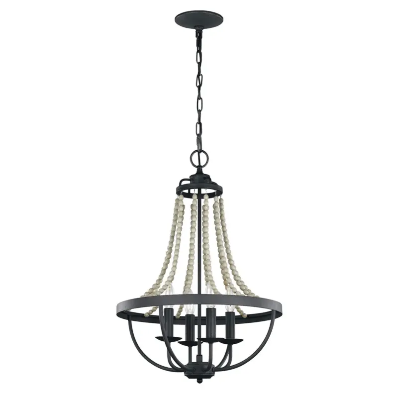 Żyrandol metalowy 4-punktowy z drewnianymi koralikami FE-NORI4-DWZ z serii NORI - Elstead Lighting Szybka dostawa