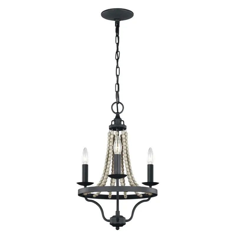 Żyrandol metalowy z drewnianymi koralikami 3-punktowy FE-NORI3-DWZ z serii Nori - Elstead Lighting Okazja