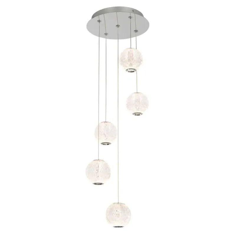 Lampa wisząca chromowana szklana 5-punktowa PND-12220121-5A-CR z serii Rosario - Lampy Italux Bezpieczna płatność