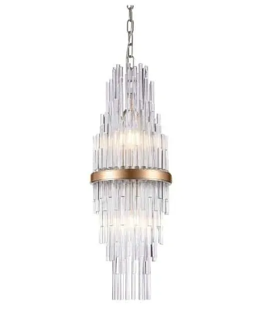 Nie przegap Lampa wisząca szklana złota 2-punktowa P02080CP z serii REYKJAVIK - Cosmo Light