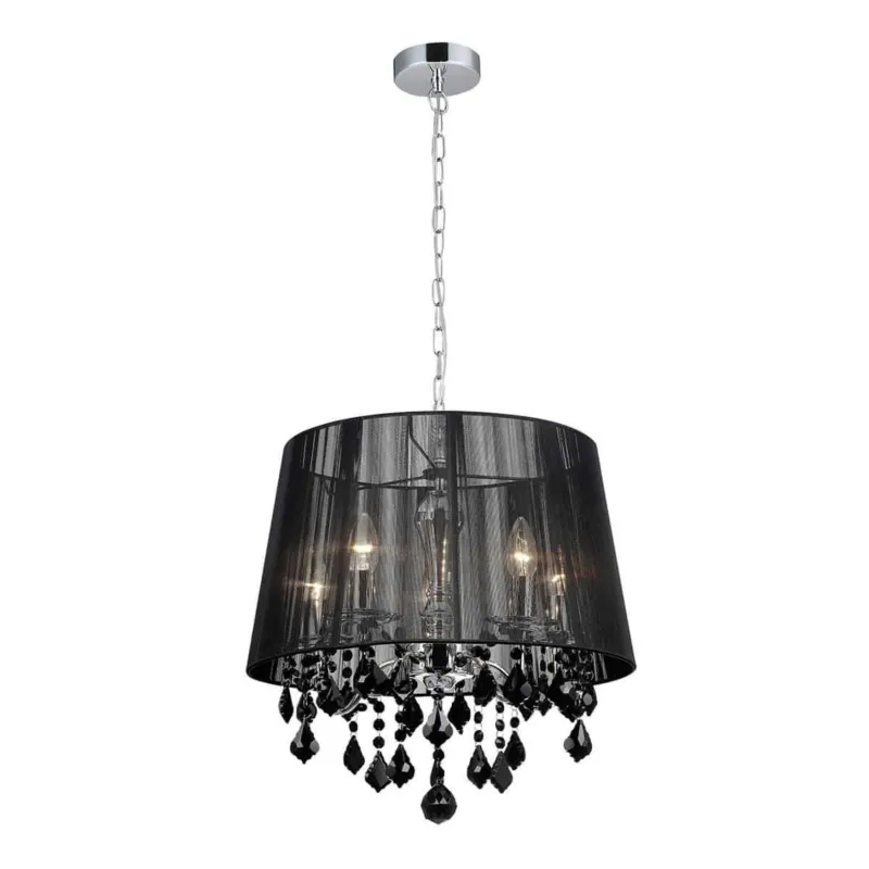 Lampa wisząca czarna z abażurem i kryształkami MDM-2572/5 BK z serii CORNELIA - Lampy Italux Nowy