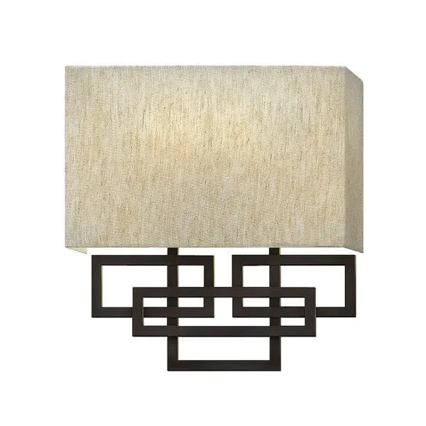 Kinkiet metalowy brązowy z abażurem ecru HK/LANZA2 z serii LANZA - Elstead Lighting Wyjątkowa oferta