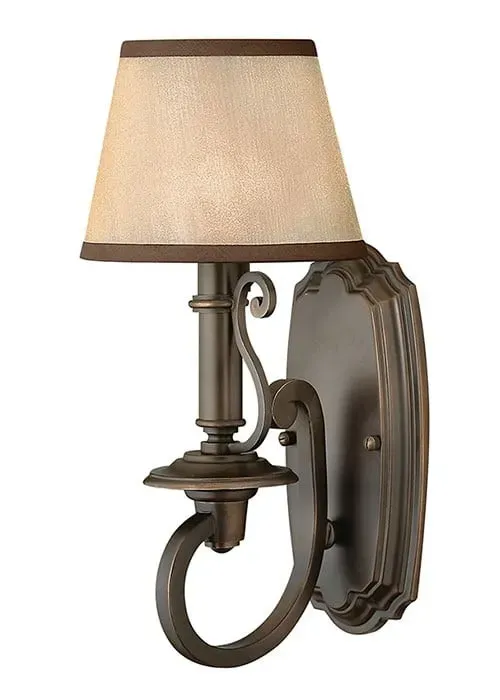 Kinkiet metalowy brązowy z beżowym abażurem HK/PLYMOUTH1 z serii PLYMOUTH - Elstead Lighting Ekspresowa dostawa