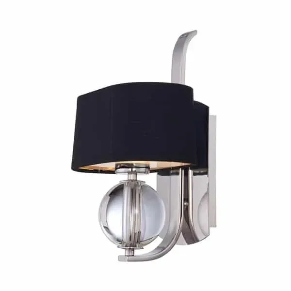 Kinkiet metalowy czarno-chromowy z kulą szklaną QZ/GOTHAM1 z serii GOTHAM - Elstead Lighting Nowość
