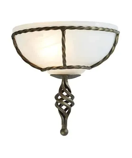 Nowy Kinkiet metalowy mosiężny ze szklanym kloszem PB/WU BLK/GOLD z serii PEMBROKE - Elstead Lighting