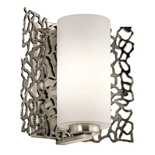 Ekspresowa dostawa Kinkiet metalowy srebrny z białym kloszem KL/SILCORAL1 z serii SILVER CORAL - Elstead Lighting
