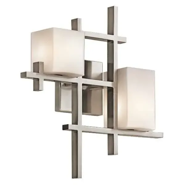 Kinkiet metalowy srebrny z mlecznym szkłem KL/CITY LIGHTS2 z serii CITY LIGHTS - Elstead Lighting Szybka dostawa