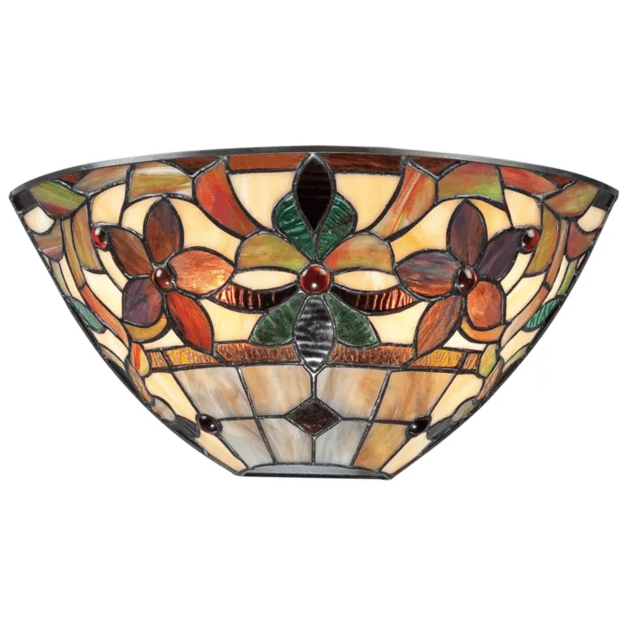 Dostępne od ręki Kinkiet witrażowy szklany 2-punktowy QZ/KAMI/WU z serii KAMI - Elstead Lighting