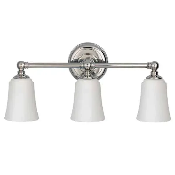 Zamów teraz Kinkiet łazienkowy chromowany 3-punktowy ze szkłem FE/HUGOLAKE3BATH z serii HUGUENOT LAKE - Elstead Lighting