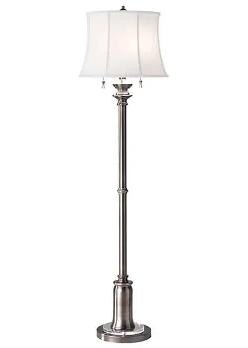 Zniżka Lampa podłogowa metalowa srebrna z białym abażurem FE/STATERM FL AN z serii STATEROOM - Elstead Lighting