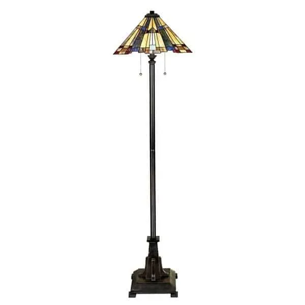 Kup online Lampa podłogowa witrażowa metalowa 2-punktowa QZ/INGLENOOK/FL z serii INGLENOOK - Elstead Lighting