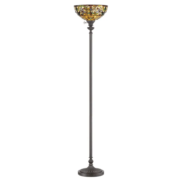 Lampa podłogowa witrażowa szklana brązowa QZ/KAMI/UL z serii KAMI - Elstead Lighting Tani