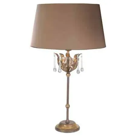 Lampa stołowa brązowa z abażurem i kryształkami AML/TL BRONZE z serii AMARILLI - Elstead Lighting Nowy