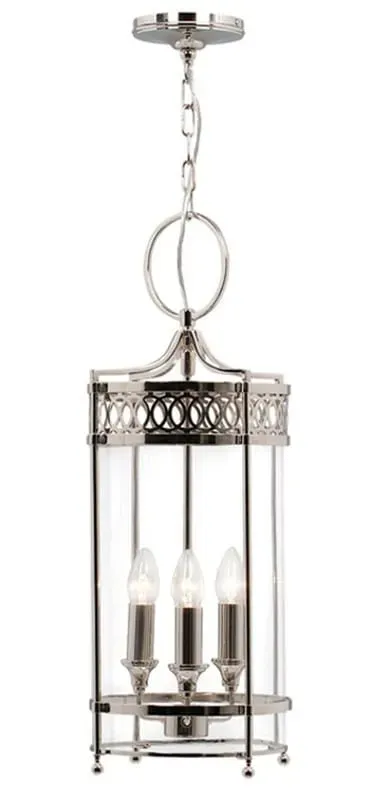 Nie przegap Lampa wisząca chromowana szklana 3-punktowa GH/P PN z serii GUILDHALL - Elstead Lighting