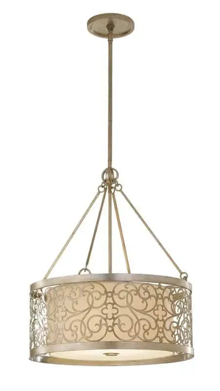 Najlepsza cena Lampa wisząca metalowa beżowo-srebrna 4-punktowa FE/ARABESQUE4 z serii ARABESQUE - Elstead Lighting