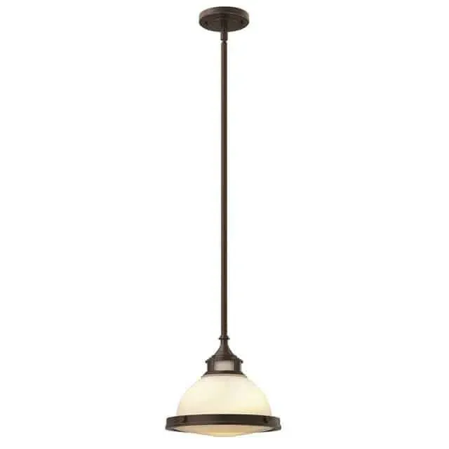 Lampa wisząca metalowa brązowa ze szklanym kloszem HK/AMELIA/P/S z serii AMELIA - Elstead Lighting Taniej