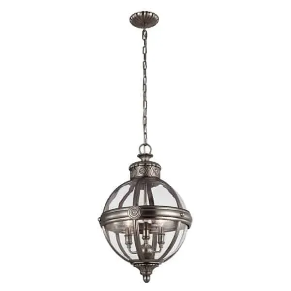 Lampa wisząca metalowa szklana kula 3-punktowa FE/ADAMS/3P ANL z serii ADAMS - Elstead Lighting Łatwy zwrot