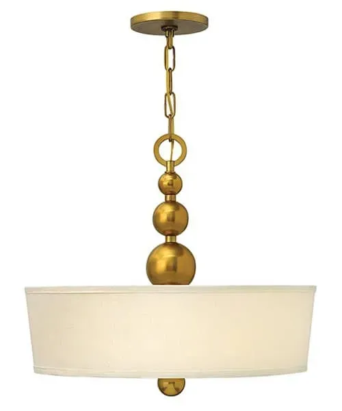 Lampa wisząca metalowa złota z abażurem ecru HK/ZELDA/P/B z serii ZELDA - Elstead Lighting Wyprzedaż