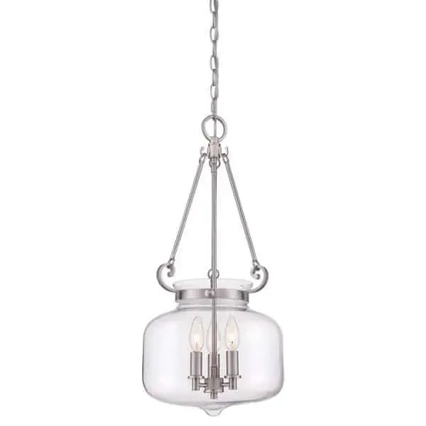Darmowy zwrot Lampa wisząca szklana 3-punktowa srebrna QZ/STEWART BN z serii STEWART - Elstead Lighting