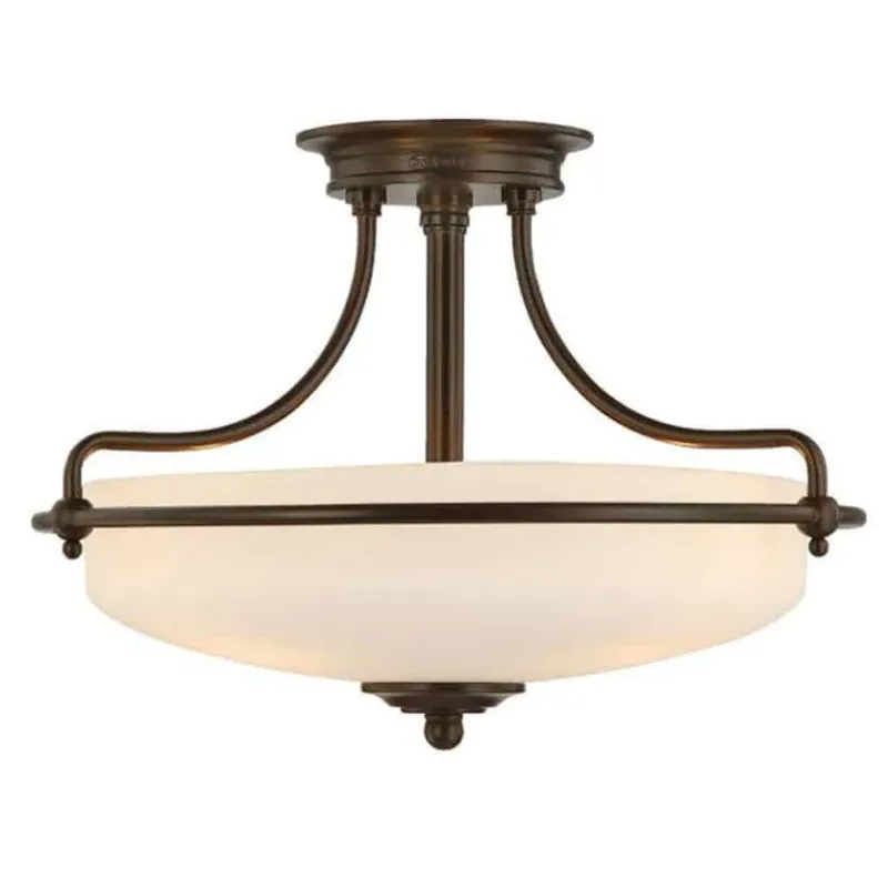 Nie przegap Plafon klasyczny metalowy brązowy ze szklanym kloszem QZ/GRIFFIN/SFSPN z serii GRIFFIN - Elstead Lighting