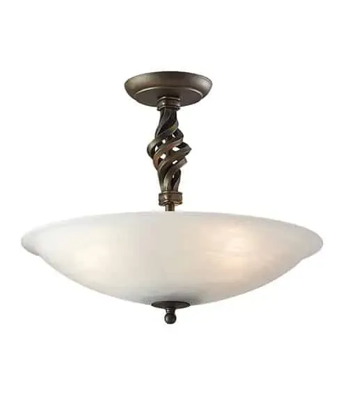 Cena promocyjna Plafon klasyczny mosiężny ze szklanym kloszem 3-punktowy PB/SF/A BLK/GOLD z serii PEMBROKE - Elstead Lighting
