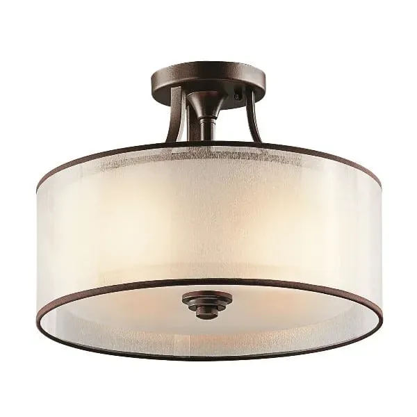 Plafon metalowy brązowy z beżowym kloszem KL/LACEY/SF MB z serii LACEY - Elstead Lighting Oferta limitowana