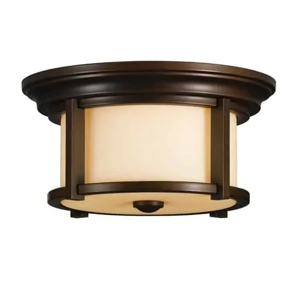 Plafon metalowy brązowy ze szkłem 33cm FE/MERRILL/F z serii MERRILL - Elstead Lighting Darmowy zwrot