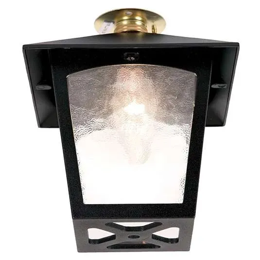 Nowy Plafon zewnętrzny czarny metalowy ze szkłem BL6C z serii YORK - Elstead Lighting