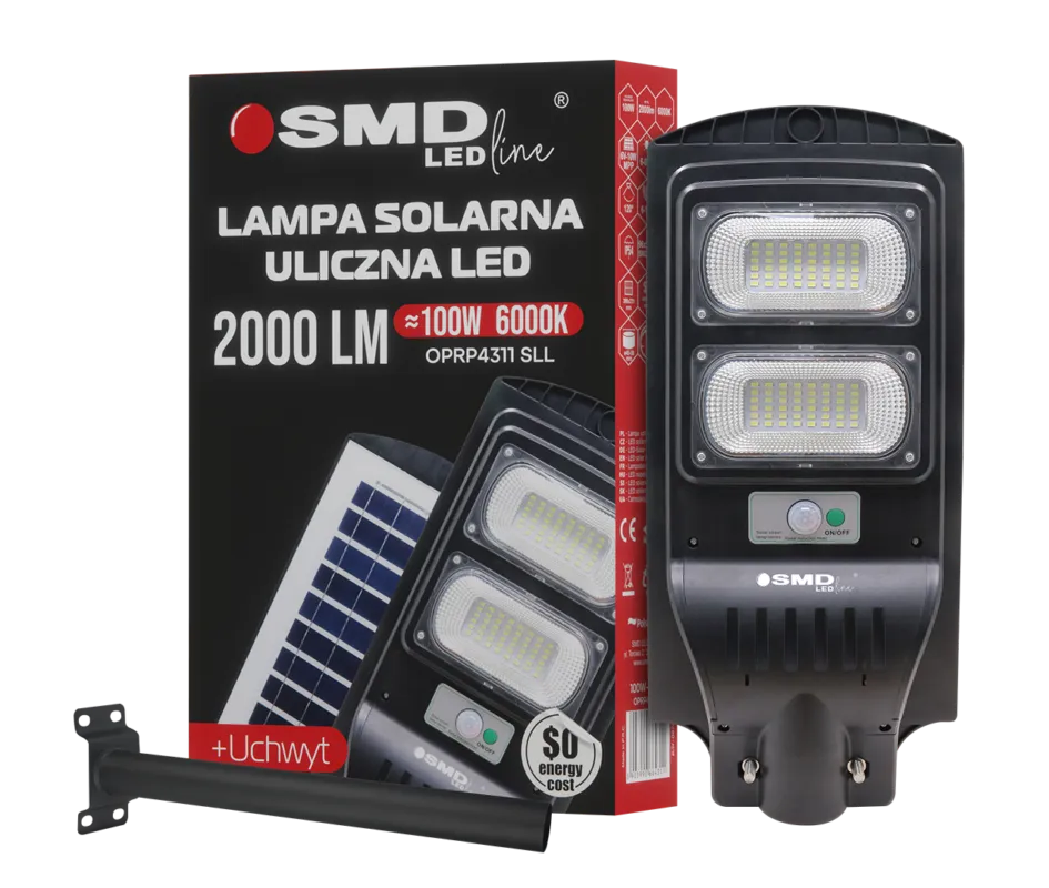Oferta limitowana LAMPA LED ULICZNA SOLAR 100 6000K + UCHWYT OPRP4311SLL - SMD LEDline