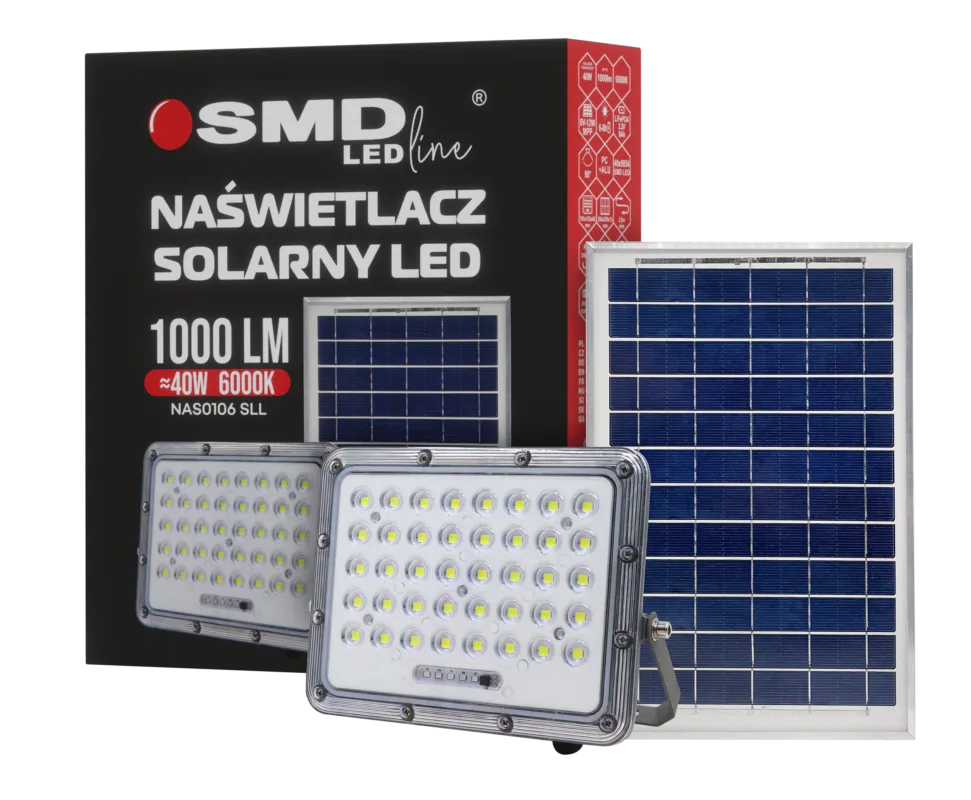 NAŚWIETLACZ LED SOLARNY 40W 6000K+PANEL NAS0106SLL - SMD LEDline Ostatnia szansa