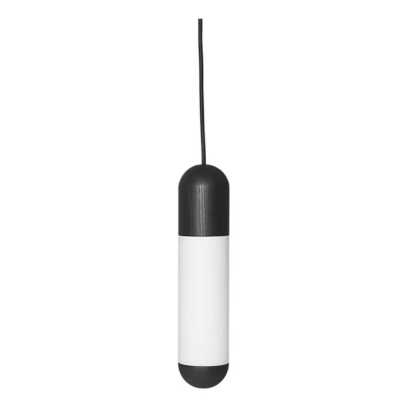Lampa wisząca szklana z drewnem Funsui 8,4cm czarno-biała Ummo Ostatnie sztuki