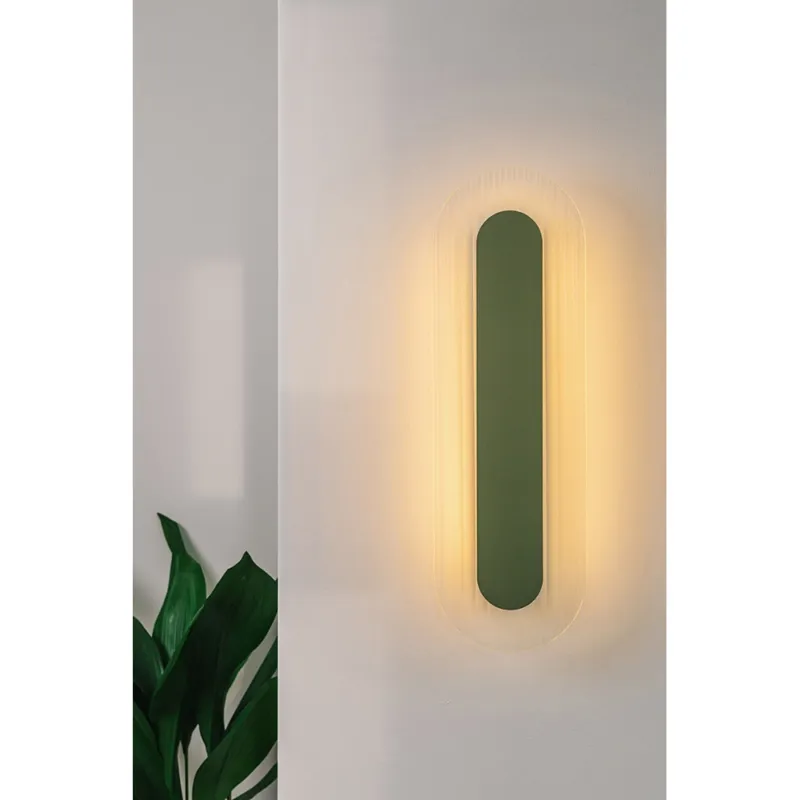 Wyprzedaż Kinkiet owalny z ryflowanym szkłem Riflo W B LED 48,8cm oliwkowy Ummo