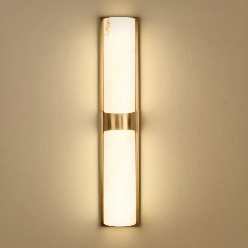 Kinkiet pionowy marmurowy Muro LED 66cm biały marmur / mosiądz Step Into Design Popularny